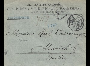 Ägypten/Egypte: 1897: Einschreiben Alexandria nach München