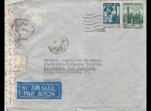 Ägypten/Egypte: 195x: Brief als Luftpost nach Stuttgart, Zensur