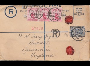 New Zealand 1906: Registered letter to England
