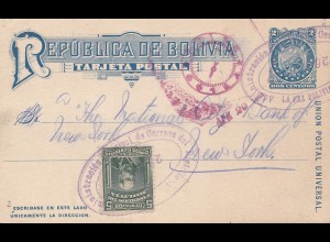 Bolivia/Bolivien: 1914 Post card La Pax to USA