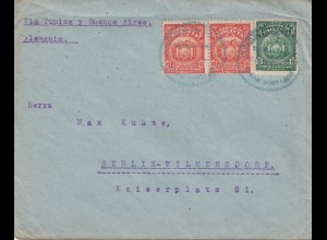 Bolivia/Bolivien: 1921 Cochabamba via Buenos Aires to Germany/Berlin