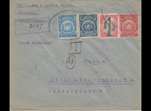 Bolivia/Bolivien: 1923: Registered Cochabamba to Berlin/Germany