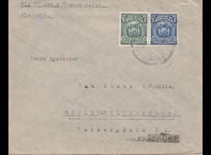 Bolivia/Bolivien: 1926 Cochabamba via Tupiza-Buenos Aires to Berlin/Germany