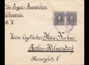 Bolivia/Bolivien: 1914 Cochabamba via Tupiza -Buenos Aires to Berlin Wilmersdorf