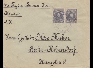 Bolivia/Bolivien: 1913: cover Cochabamba via Buenos Aires to Berlin/Germany