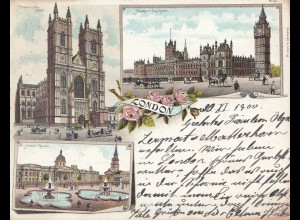 England: Postcard 1900 London to Switzerland