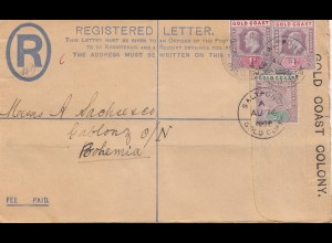 Gold Coast: 1902: registered cover to Gablonz