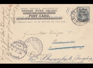 Cape of good hope: 1904 Orange River Colony-post card to Germany-Bad Schwarzbach