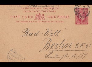 Gold Coast: post card 1908 Sekondi via Plymouth to Berlin