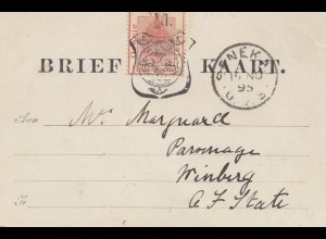 Oranje Vrij Staat, post card 1895 to Winburg