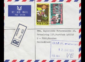 Nigeria: 1984 air mail to München BMW