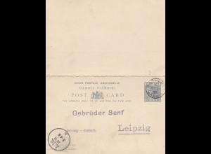 Gambia: post card 1895 to Gebrüder Senf/Leipzig