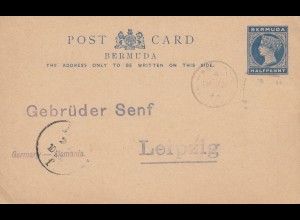 Bermuda: 1893 post card - to Gebrüder Senf/Leipzig