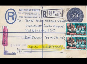 Nigeria: Registered letter to BMW München 1984