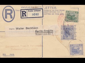 Malay: 1925: Registered Kuala Lumpur to Berlin