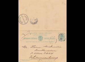 Oranje Vrij Staat, 1905: postcard to Johannesburg