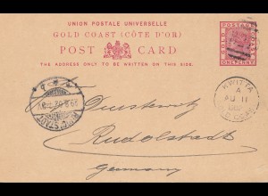 Gold Coast: post card 1902 Kwitta to Rudolstadt/Germany