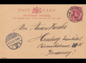 Southern Nigeria: post card 1904 to Hamburg