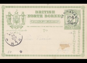 North Borneo: 1896: post card to Ulm/Germany