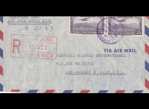 Costa Rica: 1955: Registered San Jose to Los Angeles