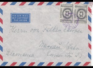 Costa Rica: 1957: Air Mail San Jose to Nassau/Lahn