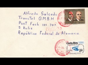 Costa Rica: 1977 air mail red cancel San Jose to Köln
