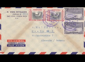 Costa Rica: 1958 air mail San Jose to Köln