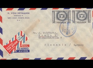 Costa Rica: 1955: San Jose via Air Mail to Köln