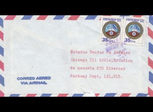 Costa Rica: 1970: air Mail to Chicago