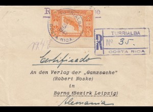 Costa Rica: 1923: Turrialba Registered to Borna/Leipzig