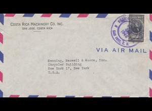 Costa Rica 1946: San Jose to New York - via Air Mail