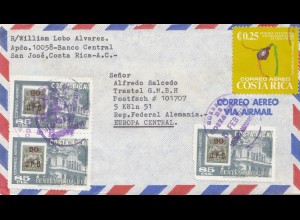 Costa Rica 1977 San Jose to Köln via air mail