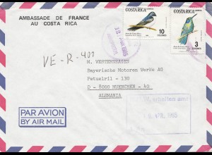 Costa Rica: 1985: Air Mail Ambassade de France to München - BMW