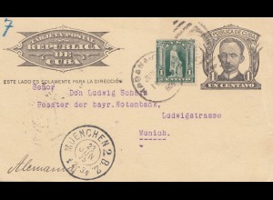 1905: post card Havana to München, bayrische Notenbank