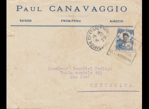 French colonies: Indo-chine 1929: letter Saigon to San José, Costa Rica