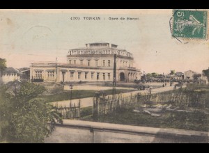 French colonies: Indo-chine 1908: post card Tonkin to Lyon