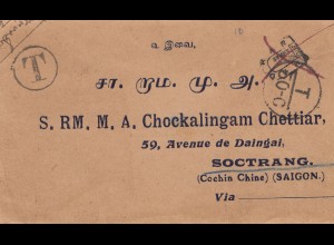 French colonies: Indo-chine: letter to Soctrang, Taxe