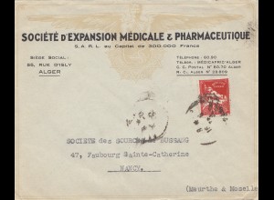 French colonies: Algerie: letter Societe Medicale/Pharmacie to Nancy