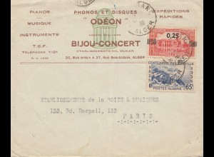 French colonies Algerie 1939 Alger to Paris- Odéon Phonos/Disques
