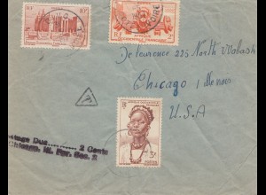 French colonies: Ivory coast 1957 Divo to Chicago/USA, Taxe: Postage due