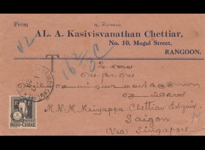 India 1928: Rangoon to Saigon via Singapore, Taxe Indo-Chine