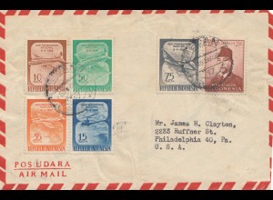 Indonesia: 1958: air mail Medan/Sumatra to Philadelphia