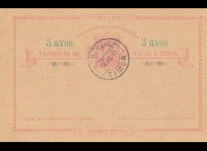 Macau post card 3 avos, 1895 Timor - unused