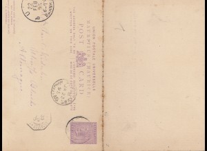Mauritius: 1895: post card to Ulm/Germany