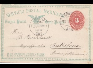 Mexico 1893: post card Querez to Ratisbona/Regensburg