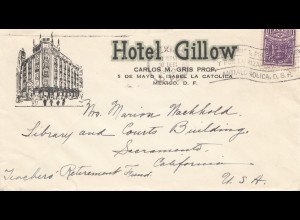 Mexico 1940: letter Hotel Gillow to Sacramento/California