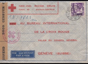 Ned. Indie 1940: Red Cross Batavia to Genf/Switzerland, air mail, censor