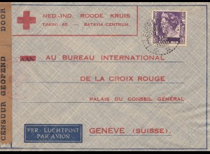Ned. Indie 1940: air mail Red Cross Batavia to Genf/Switzerland, censor