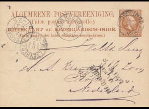 Ned. Indie 1884: post card to Rotterdam