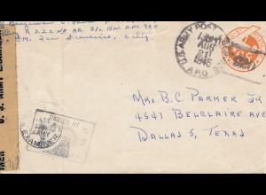 New Guinea 1945: US Army Postal Service, censor to Dallas/Texas
